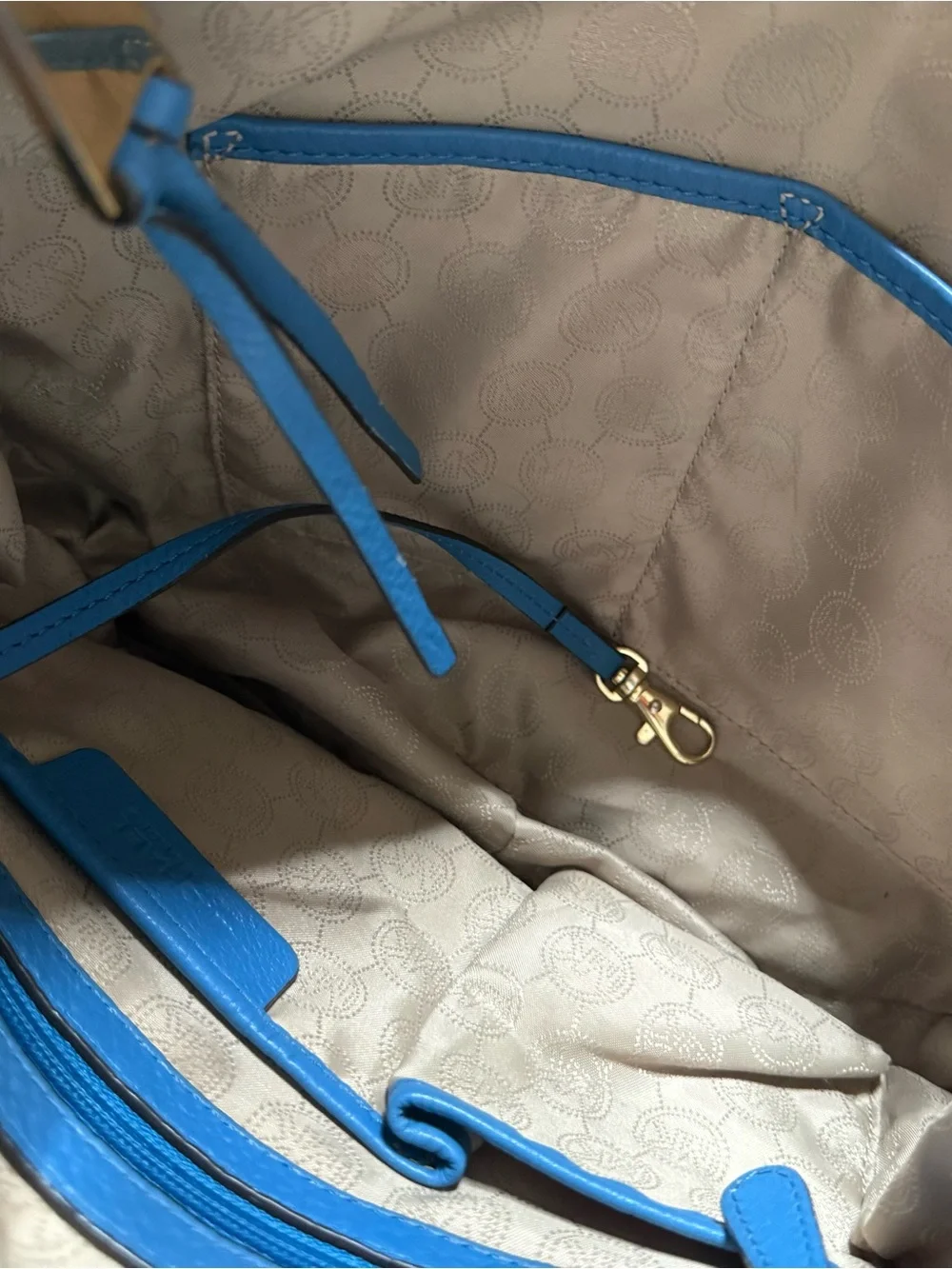 Michael Kors Bright Blue Rhea Leather Hobo Bag Medium Shoulder Handbag
